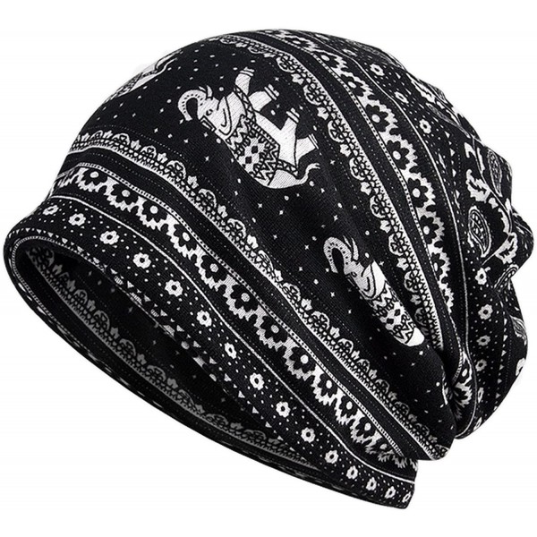 Skullies & Beanies Chemo Cap Turban Headwear Womens Soft Beanie Headwrap for Hairloss - 1353-1 Black - CE18C5COMLX $8.23