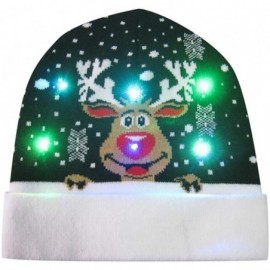 Bomber Hats LED Light-up Knitted Hat Ugly Sweater Holiday Xmas Christmas Beanie Cap - H - C918ZMRCKIA $10.44