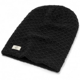 Skullies & Beanies Evony Warm Thick Slouch Beanie - Textured Knit with Soft Inner Lining - One Size - Black - CF18924H78H $20.01
