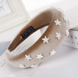 Headbands Women Hairband Cute Sponge Velvet Star Headband Hair Accessories Hair Head Hoop - Khaki - C918U65E8AK $7.53