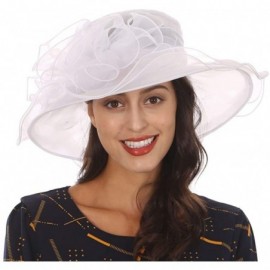 Sun Hats Women's Church Derby Dresses Hats for Kentucky Tea Party Weddings-Ladies Wide Brim Cap-S019 - White - CM18NATX9U2 $3...