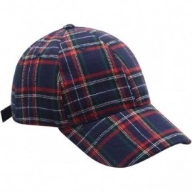 Baseball Caps 6 Panel Dad Hat Baseball Cap - Plaid Navy - CN1888IO729 $14.39