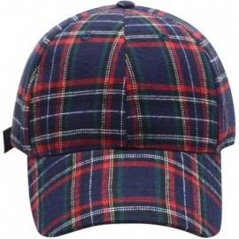 Baseball Caps 6 Panel Dad Hat Baseball Cap - Plaid Navy - CN1888IO729 $14.39