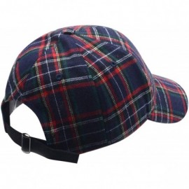 Baseball Caps 6 Panel Dad Hat Baseball Cap - Plaid Navy - CN1888IO729 $14.39