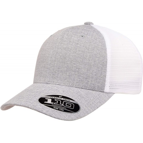 Baseball Caps Flexfit Men's 110 Mesh Cap - Melange Silver/White - CY18WLR3MRI $7.90