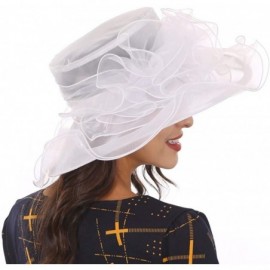 Sun Hats Women's Church Derby Dresses Hats for Kentucky Tea Party Weddings-Ladies Wide Brim Cap-S019 - White - CM18NATX9U2 $1...