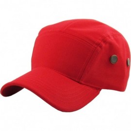 Baseball Caps Five Panel Solid Color Unisex Adjustable Army Military Cadet Cap - Red - CH11JEBOHT3 $16.94