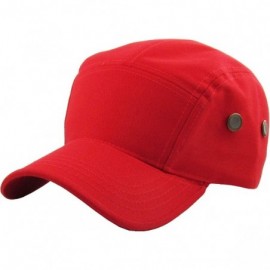 Baseball Caps Five Panel Solid Color Unisex Adjustable Army Military Cadet Cap - Red - CH11JEBOHT3 $7.89