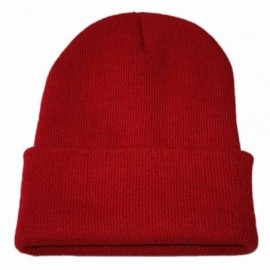 Skullies & Beanies Men's 1-Pack Knit Hat-Unisex Slouchy Knitting Beanie Hip Hop Cap Warm Winter Ski Hat-sunsee - Wine - C818M...