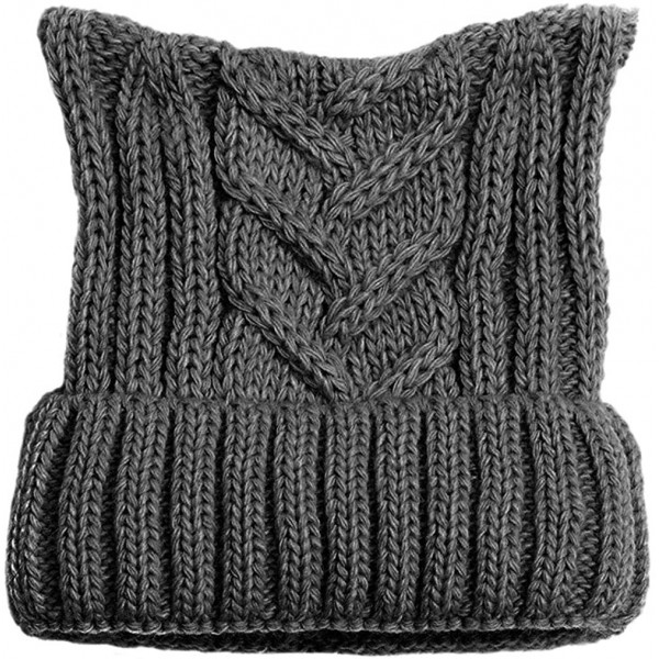 Skullies & Beanies Winter Knit Beanie Lady Women Rights March Pussycat Hat Handmade Cap - Dark Grey - CN18L3X45NS $8.87