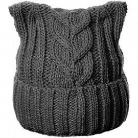 Skullies & Beanies Winter Knit Beanie Lady Women Rights March Pussycat Hat Handmade Cap - Dark Grey - CN18L3X45NS $8.87
