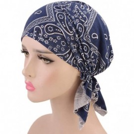 Skullies & Beanies Women Ruffles Floral Print Cancer Chemo Hat Beanie Scarf Turban Head Wrap Cap - C - CM18QWN6YYQ $11.21