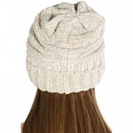 Skullies & Beanies Hand Knit Beanie Cap for Women- Soft Handmade Handknit Thick Cable Hat - Beige 50 - CV18QQRA48A $11.69