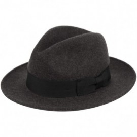 Fedoras Mens Godfather Milano Wool Felt Fedora Grosgrain Band Center Winter Hat - Charcoal - C218LHL2C33 $34.31