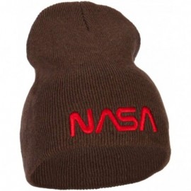 Skullies & Beanies NASA Letter Logo Embroidered Stretch ECO Cotton Short Beanie - Brown - C318K706M5D $26.84