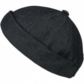 Skullies & Beanies Howels Denim Cotton Short Beanie Strapback Casual Hat Soft Cap - Black Denim - CF188OYTWD2 $46.21
