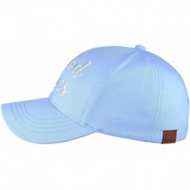 Baseball Caps Women's Embroidered Quote Adjustable Cotton Baseball Cap- Good Vibes- Light Blue - CD180Q8EEO2 $13.17