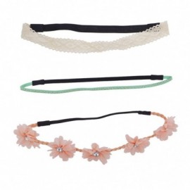 Headbands Crochet Suede Studded Flower Rhinestone Headband Set (3pc) - Crochet Studded Flower - CI17XX7X9TL $11.10