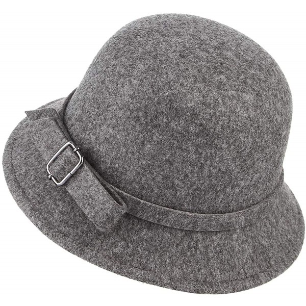 Bucket Hats Women Winter Felt Bucket Hat Solid Cloche Hat - Grey - CB18H9YMIXE $7.75