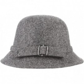 Bucket Hats Women Winter Felt Bucket Hat Solid Cloche Hat - Grey - CB18H9YMIXE $7.75