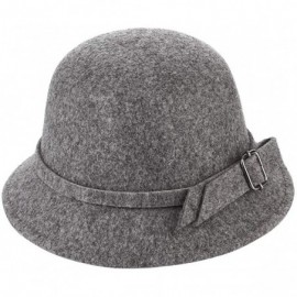 Bucket Hats Women Winter Felt Bucket Hat Solid Cloche Hat - Grey - CB18H9YMIXE $7.75