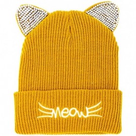 Skullies & Beanies Women Fashion Winter Fall Soft Knitted Multi Color Animal Print Cat Ear Beanie Hats - C818YIGW7XT $16.51