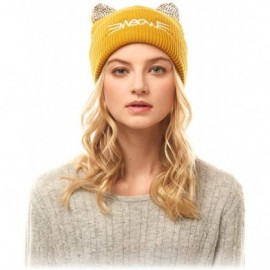 Skullies & Beanies Women Fashion Winter Fall Soft Knitted Multi Color Animal Print Cat Ear Beanie Hats - C818YIGW7XT $8.82