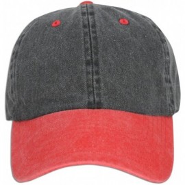 Baseball Caps Dad Hat Pigment Dyed Two Tone Plain Cotton Polo Style Retro Curved Baseball Cap 1200 - Black / Red - CG187WYSQQ...