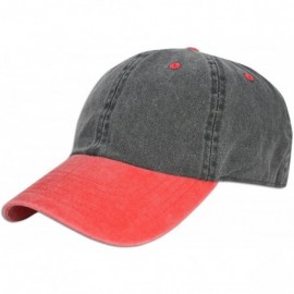 Baseball Caps Dad Hat Pigment Dyed Two Tone Plain Cotton Polo Style Retro Curved Baseball Cap 1200 - Black / Red - CG187WYSQQ...