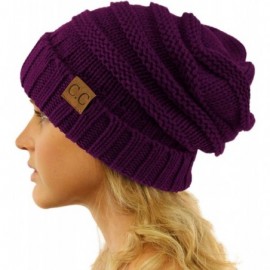 Skullies & Beanies Winter Trendy Warm Oversized Chunky Baggy Stretchy Slouchy Skully Beanie Hat - Purple - CR18HUC2IE6 $12.33