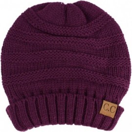 Skullies & Beanies Winter Trendy Warm Oversized Chunky Baggy Stretchy Slouchy Skully Beanie Hat - Purple - CR18HUC2IE6 $12.33