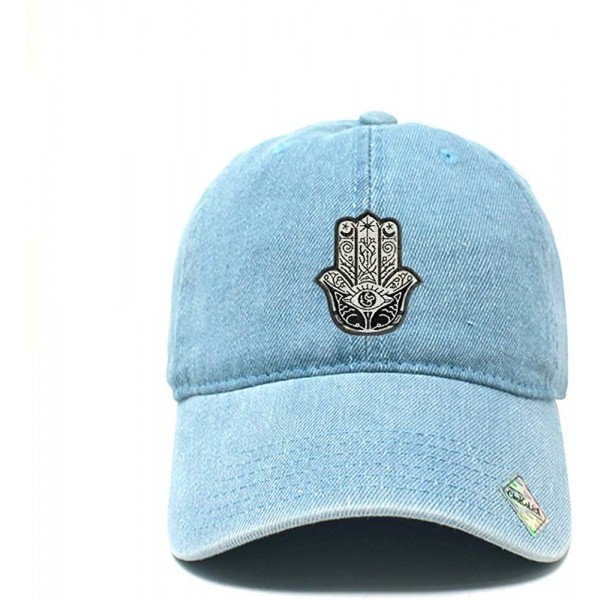 Baseball Caps Hamsa Dad Hat Cotton Baseball Cap Polo Style Low Profile - Light Denim - CO18ONQRY5Y $11.58