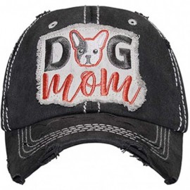 Baseball Caps Women's Dog MOM Vintage Cotton Mesh Baseball Hat - Black - CL18L02I0D6 $27.12
