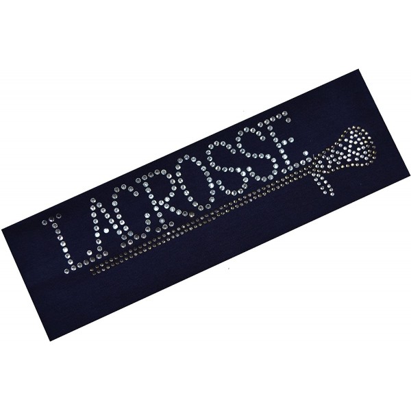 Headbands Lacrosse Stick Rhinestone Cotton Stretch Headband LAX Team Gift - Navy Blue - CW11EZWXRFB $7.13