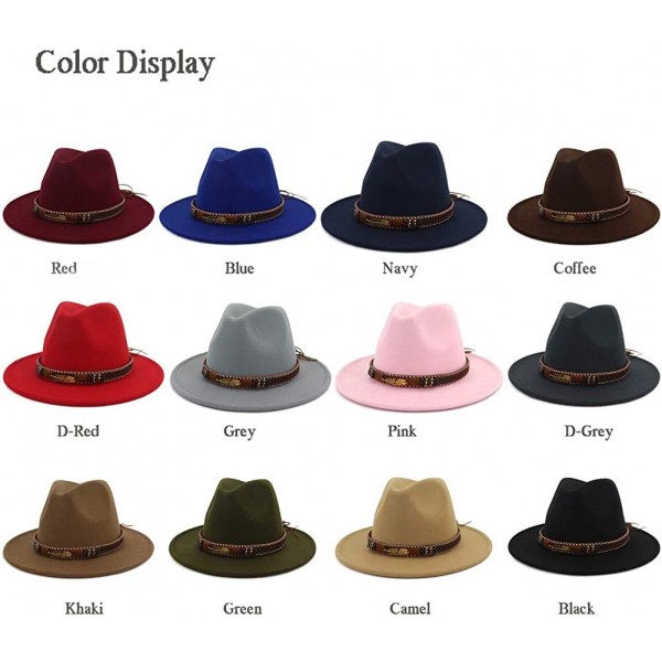 Men Women Ethnic Felt Fedora Hat Wide Brim Panama Hats with Band ...