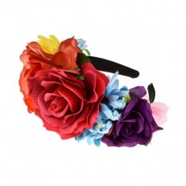 Headbands Day of the Dead Flower Crown Festival Headband Rose Mexican Floral Headpiece HC-23 (Fuchsia Orange) - CK18GX59L7K $...
