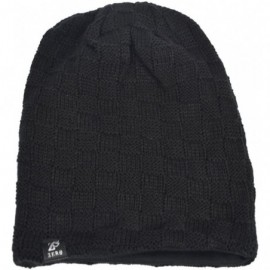 Skullies & Beanies Men Oversize Skull Slouch Beanie Large Skullcap Knit Hat - Checked-black - C7185T2DT7G $12.55