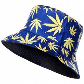 Bucket Hats Unisex Print Bucket Hat Cute Sun Hat Summer Packable Reversible Fisherman Cap - Yellow Leaf - Navy - CE196LYDMEA ...