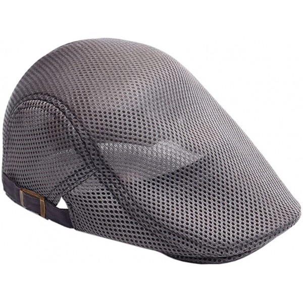 Newsboy Caps Men's Breathable Mesh Summer Hat Flat Cap Beret Ivy Gatsby Newsboy Cabbie Caps - A-grey - CI1833KIREQ $10.41