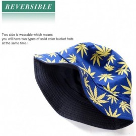 Bucket Hats Unisex Print Bucket Hat Cute Sun Hat Summer Packable Reversible Fisherman Cap - Yellow Leaf - Navy - CE196LYDMEA ...