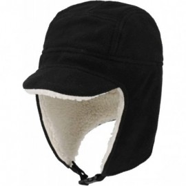 Skullies & Beanies Men's Fleece Warm Winter Hats with Visor Windproof Earflap Skull Cap - Black - CM18Z2Q6NQ2 $15.13