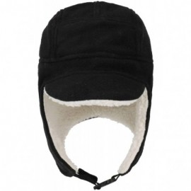 Skullies & Beanies Men's Fleece Warm Winter Hats with Visor Windproof Earflap Skull Cap - Black - CM18Z2Q6NQ2 $15.13