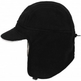 Skullies & Beanies Men's Fleece Warm Winter Hats with Visor Windproof Earflap Skull Cap - Black - CM18Z2Q6NQ2 $15.13