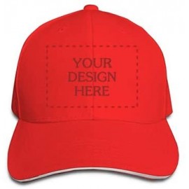 Baseball Caps Custom Peaked Cap Personlized- Add Your Own Image- Cotton Baseball Hat- Adjustable Sun Headgear - Red - CW19656...