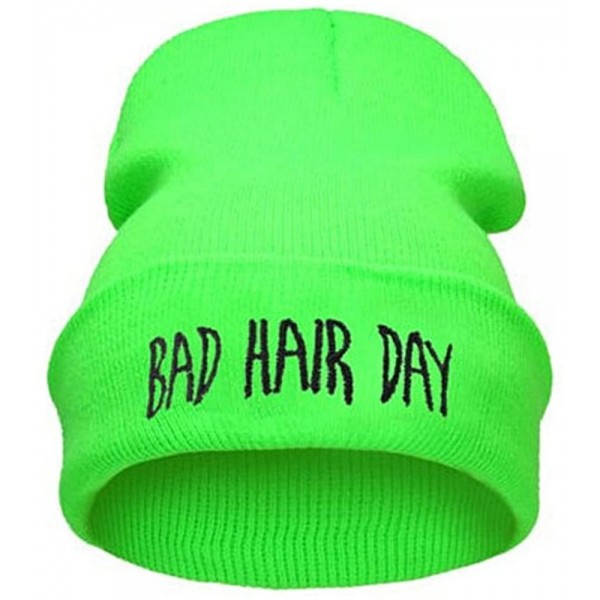 Skullies & Beanies Unisex Mens Womens Soft Winter Warm Beanie Hip Hop Knitted Ski Cap - Neongreen - C412MZW71J4 $10.97