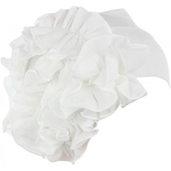 Bomber Hats Womens Wrap Cap Flower Chemo Hat Beanie Scarf Turban Headband - White - CX18INASE6C $9.57