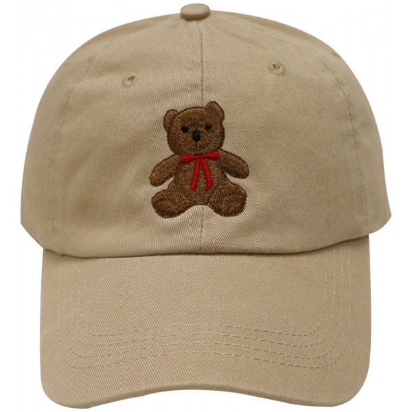 Baseball Caps Teddy Bear Cotton Baseball Cap - Khaki - CZ12LC6Z1SN $15.63