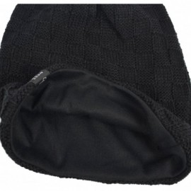 Skullies & Beanies Men Oversize Skull Slouch Beanie Large Skullcap Knit Hat - Checked-black - C7185T2DT7G $12.55