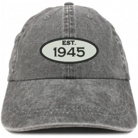 Baseball Caps Established 1945 Embroidered 75th Birthday Gift Pigment Dyed Washed Cotton Cap - Black - C8180N4E7IX $20.00