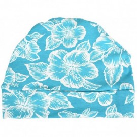 Skullies & Beanies Cotton Womens Soft Sleep Cap Chemo Beanie - Aqua Floral - CH12JBHQYPJ $12.87